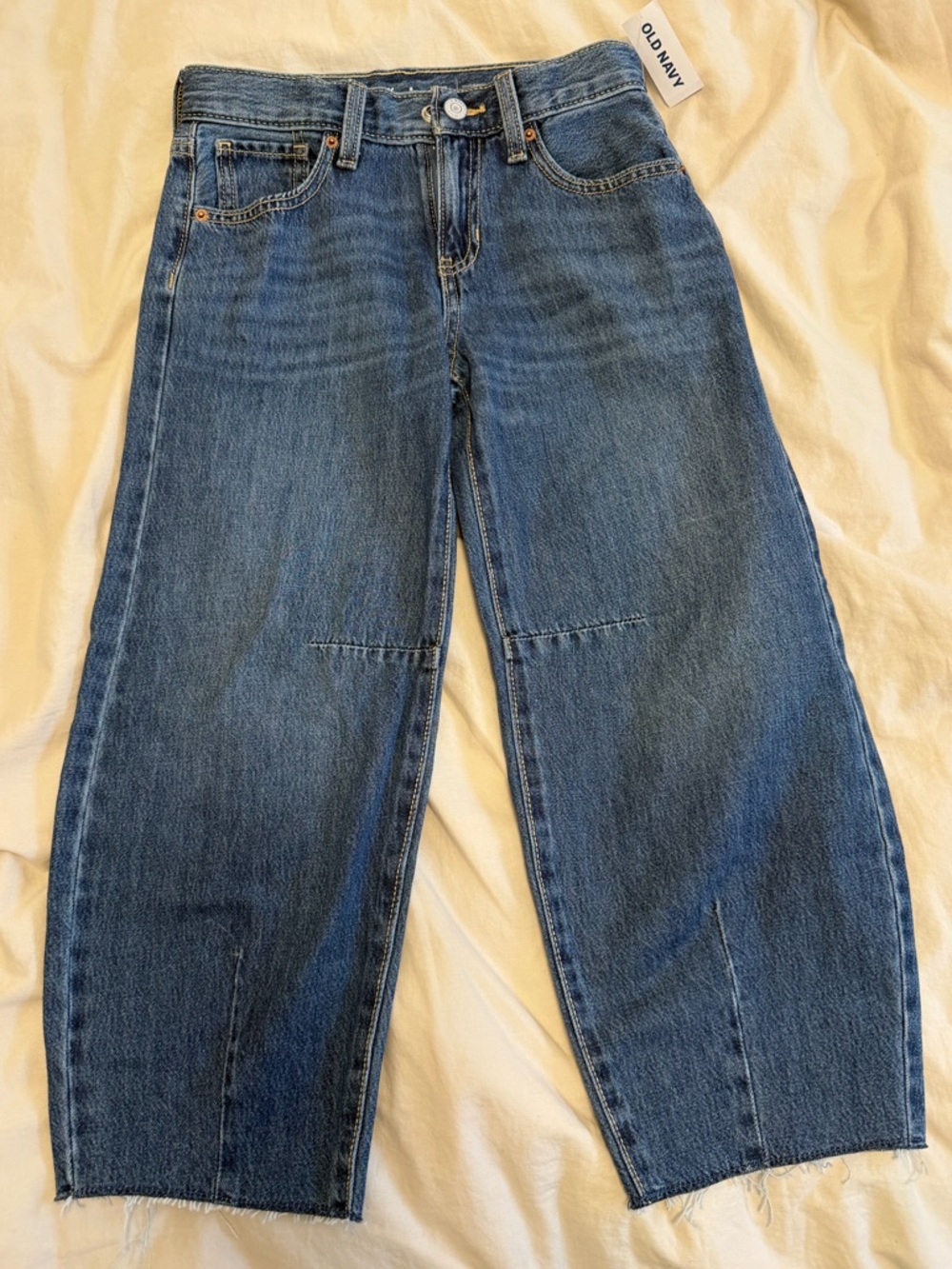 Girls Old Navy Blue Barrel Cropped Jeans